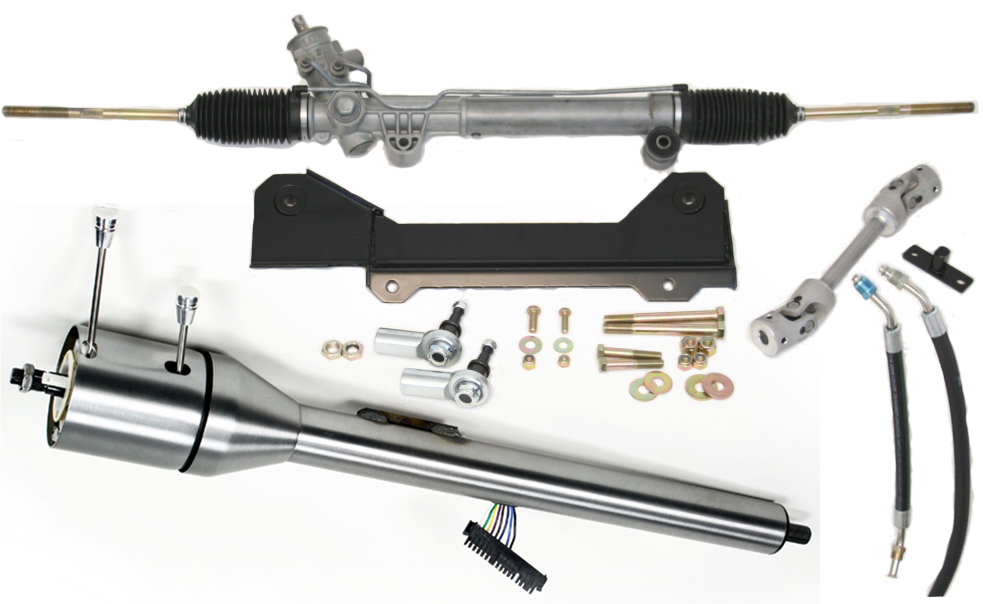 1967-1968 Camaro Steeroids Rack &amp; Pinion Conversion Kit with Unpainted Column, Power Steering