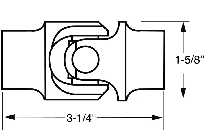 U-Joint, Single 3/4-DD x 3/4-DD Aluminum